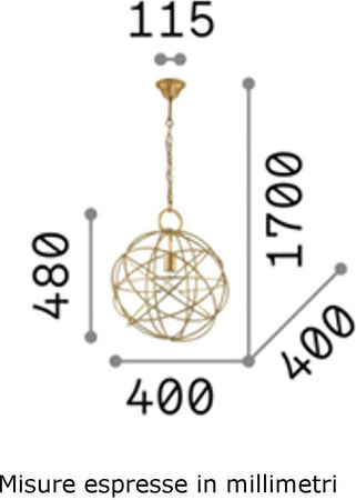 Lampadario-classico-IDEAL-LUX-KONSE-SP1-156958-E27-LED-40CM-sospensione-metallo-oro-scuro-tonda-interno
