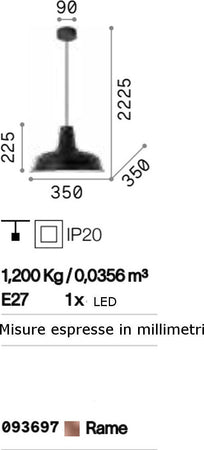 Lampadario-classico-Ideal-Lux-MOBY-SP1-093697-E27-LED-metallo-sospensione