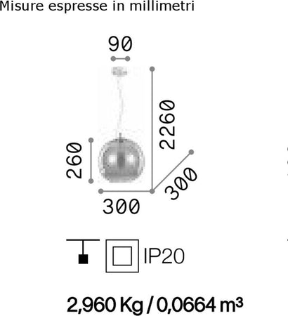 Lampadario-classico-Ideal-Lux-NEMO-SP1-D30-111902-E27-LED-vetro-sospensione