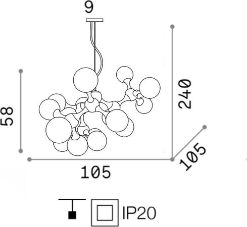 Lampadario-classico-Ideal-Lux-NODI-OTTONE-SP15-241012-E14-LED-vetro-metallo-lampada-soffitto
