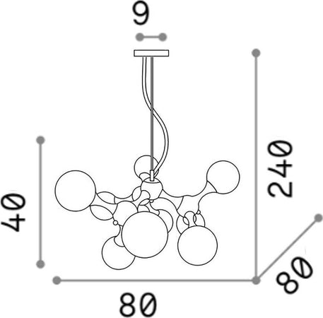 Lampadario-classico-Ideal-Lux-NODI-OTTONE-SP9-241036-E14-LED-vetro-metallo-lampada-soffitto