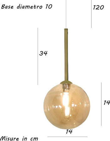 Lampadario-classico-Illuminando-BOLLE-SP-1-OR-AM-G9-LED-metallo-vetro-ambra-sospensione