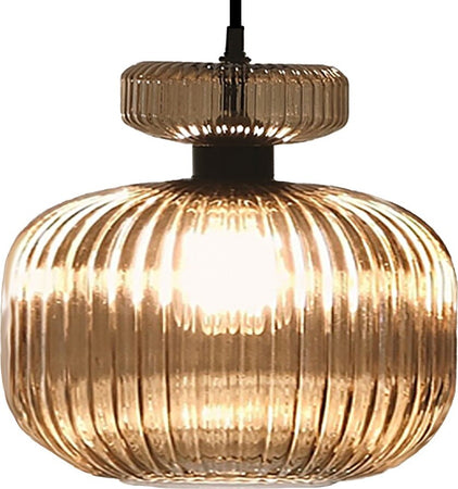 Lampadario-classico-Illuminando-SP-GRETA-G-AM-E27-LED-vetro-ambra-sospensione