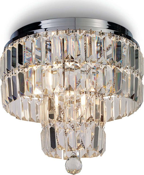 Lampadario-Classico-Impero-Acciaio-Cromo-Vetro-Trasparente-4-Luci-E14