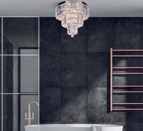 Lampadario-Classico-Impero-Acciaio-Cromo-Vetro-Trasparente-6-Luci-E14
