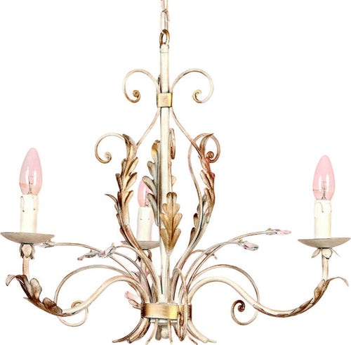 Lampadario-Classico-In-Ferro-Bianco-Oro-Polvere-3-Luci-Sterna