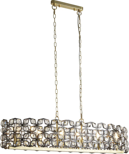 Lampadario-Classico-Iris-Acciaio-Ottone-Vetro-6-Luci-E14