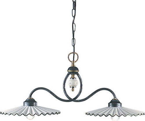 Lampadario-Classico-L'Aquila-Metallo-Ceramica-Nero-Sfumato-Rame-31Cm-2-Luci-E27