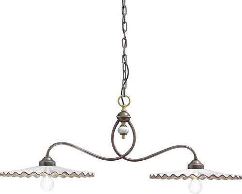 Lampadario-Classico-L'Aquila-Metallo-E-Ceramica-Nero-Sfumato-Rame-2-Luci-E27
