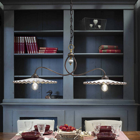Lampadario-Classico-L'Aquila-Metallo-E-Ceramica-Nero-Sfumato-Rame-2-Luci-E27
