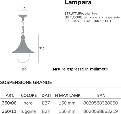 Lampadario-classico-Livos-LAMPARA-350-E27-LED-alluminio-sospensione