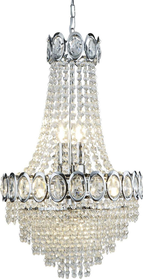 Lampadario-Classico-Louis-Phillipe-Acciaio-Cromo-Vetro-6-Luci-E14