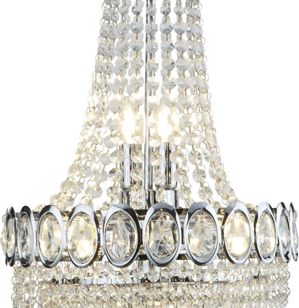 Lampadario-Classico-Louis-Phillipe-Acciaio-Cromo-Vetro-6-Luci-E14