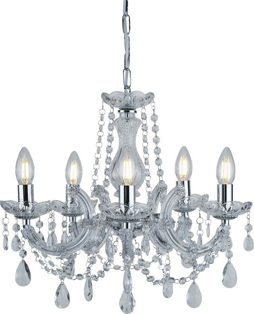 Lampadario-Classico-Marie-Therese-Acciaio-Cromo-Cristallo-5-Luci-E14
