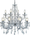 Lampadario-Classico-Marie-Therese-Acciaio-Cromo-Vetro-Trasparente-12-Luci-E14