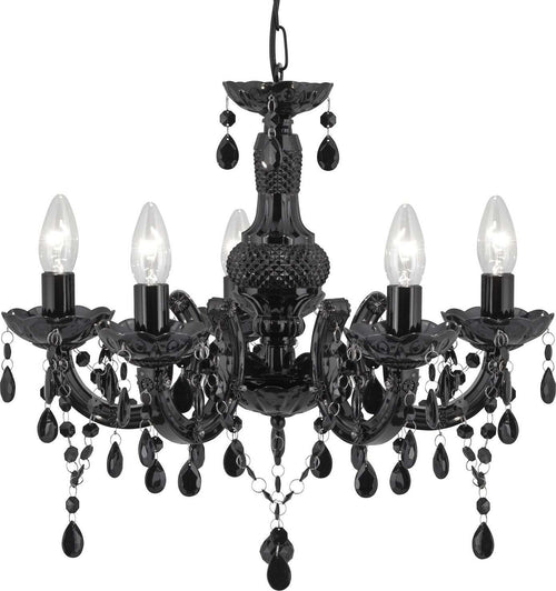 Lampadario-Classico-Marie-Therese-Vetro-Nero-Policarbonato-5-Luci-E14
