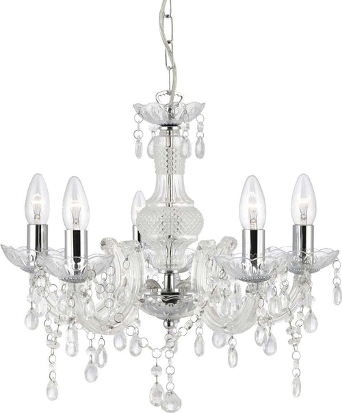 Lampadario-Classico-Marie-Therese-Vetro-Trasparente-Policarbonato-5-Luci-E14