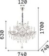 Lampadario-Classico-Napoleon-Metallo-Cristallo-Cromo-12-Luci-E14