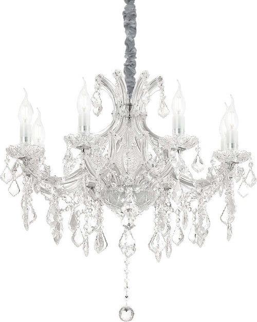Lampadario-Classico-Napoleon-Metallo-Cristallo-Cromo-8-Luci-E14