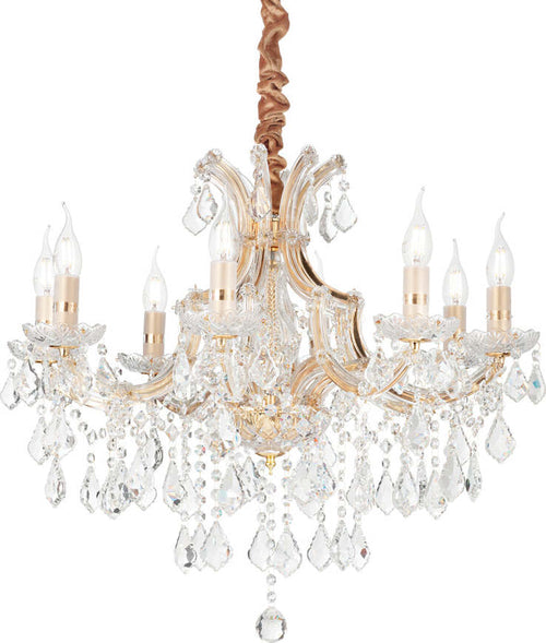 Lampadario-Classico-Napoleon-Metallo-Cristallo-Oro-8-Luci-E14
