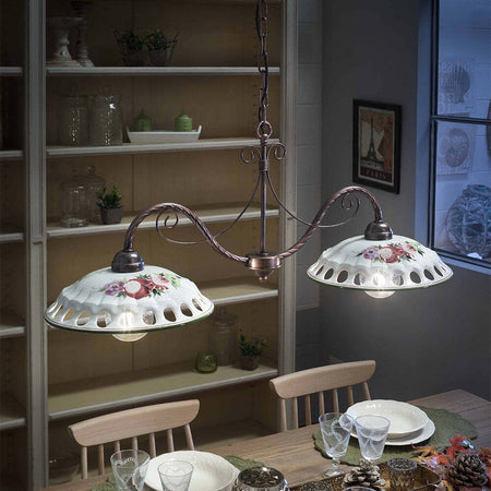 Lampadario-Classico-Napoli-Metallo-E-Ceramica-Bianco-Sfumato-Oro-2-Luci-E27