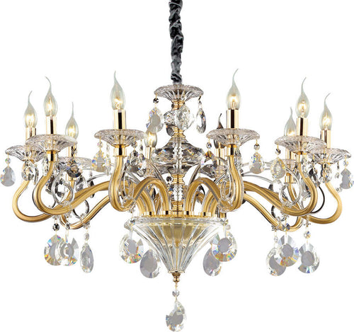 Lampadario-Classico-Negresco-Metallo-Cristallo-Oro-10-Luci-E14