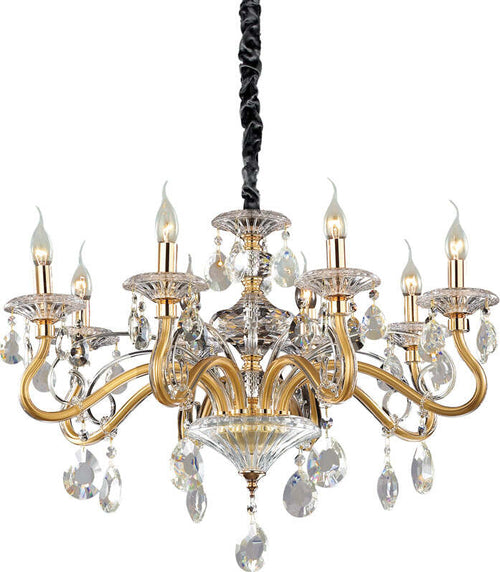 Lampadario-Classico-Negresco-Metallo-Cristallo-Oro-8-Luci-E14
