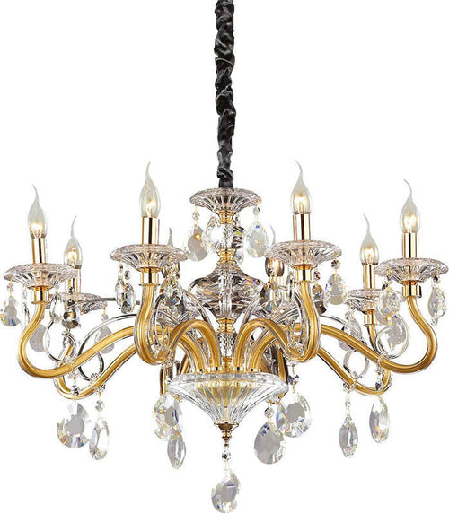 Lampadario-Classico-Negresco-Metallo-Cristallo-Trasparente-8-Luci-E14