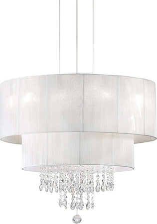 Lampadario-Classico-Opera-Vetro,Tessuto,Cristalloistallo-Bianco-4-Luci-E27