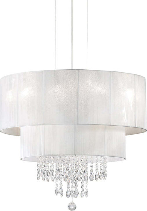 Lampadario-Classico-Opera-Vetro,Tessuto,Cristalloistallo-Bianco-4-Luci-E27