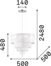 Lampadario-Classico-Opera-Vetro,Tessuto,Cristalloistallo-Bianco-4-Luci-E27