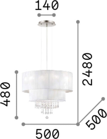Lampadario-Classico-Opera-Vetro,Tessuto,Cristalloistallo-Bianco-4-Luci-E27