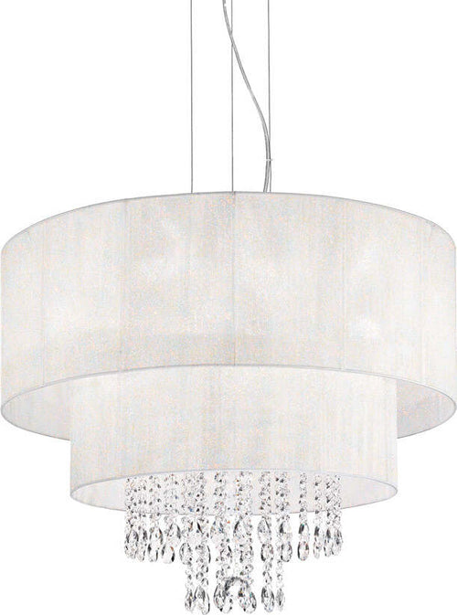Lampadario-Classico-Opera-Vetro,Tessuto,Cristalloistallo-Bianco-6-Luci-E27