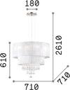 Lampadario-Classico-Opera-Vetro,Tessuto,Cristalloistallo-Bianco-6-Luci-E27