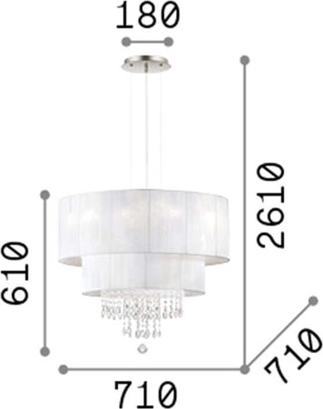 Lampadario-Classico-Opera-Vetro,Tessuto,Cristalloistallo-Bianco-6-Luci-E27