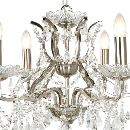 Lampadario-Classico-Parigi-Acciaio-Argento-Vetro-Trasparente-6-Luci-E14
