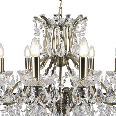 Lampadario-Classico-Parigi-Acciaio-Ottone-Vetro-Trasparente-12-Luci-E14