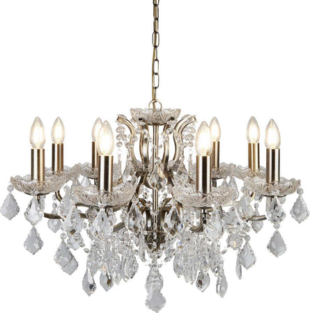 Lampadario-Classico-Parigi-Acciaio-Ottone-Vetro-Trasparente-8-Luci-E14