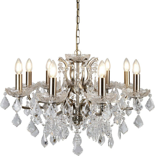 Lampadario-Classico-Parigi-Acciaio-Ottone-Vetro-Trasparente-8-Luci-E14