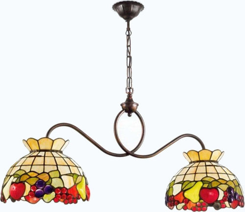 Lampadario-classico-Perenz-FRUIT-B608-T924-LED-E27-bilanciere-metallo-vetro-tiffany-artigianale