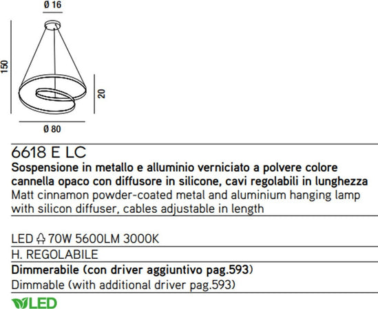 Lampadario-classico-Perenz-RITMO-6618-E-LC-LED-sospensione-cannella