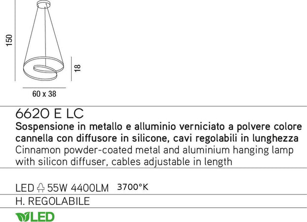 Lampadario-classico-Perenz-RITMO-6620-E-LC-LED-sospensione-cannella-opaco