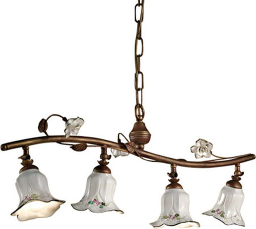 Lampadario-Classico-Pisa-Metallo-E-Ceramica-Ruggine-Sfumato-Oro-4-Luci-E14