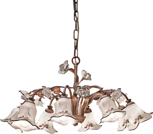 Lampadario-Classico-Pisa-Metallo-E-Ceramica-Ruggine-Sfumato-Oro-8-Luce-E14