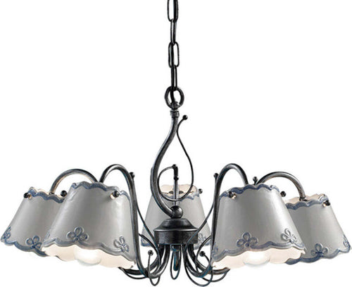 Lampadario-Classico-Ravenna-Metallo-E-Ceramica-Nero-Sfumato-Argento-5-Luci-E14