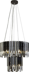 Lampadario-Classico-Rotunda-Acciaio-Nero-Vetro-Fumè-9-Luci-G9