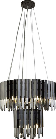 Lampadario-Classico-Rotunda-Acciaio-Nero-Vetro-Fumè-9-Luci-G9
