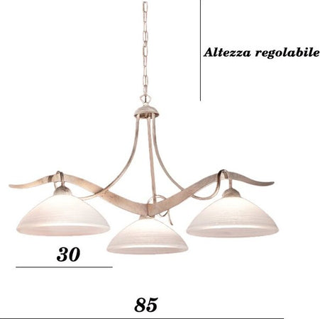 Lampadario-classico-rustico-Due-P-illuminazione-YOKE-2712-S3-E27-LED-avorio-vetro-sospensione-lampada-soffitto
