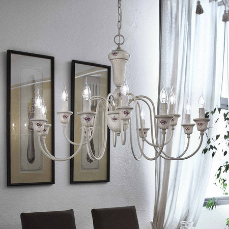 Lampadario-Classico-Sanremo-Metallo-Ceramica-Bianco-Sfumato-Argento-12-Luci-E14