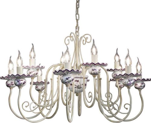 Lampadario-Classico-Sanremo-Metallo-E-Ceramica-Bianco-Sfumato-Oro-12-Luci-E14